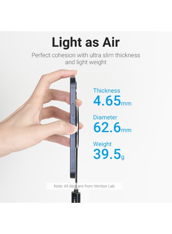 VENTION Magnetic Wireless Charger 15W Ultra-thin Mirrored Surface Type 0.05M Black Model # FGABAG - Image 3