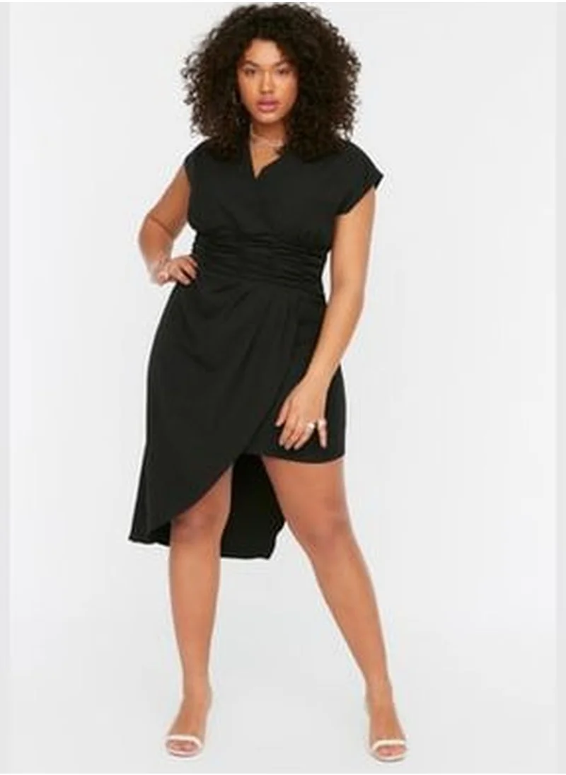 trendyol Black Woven Beil Pleated Dress TBBSS22AH0247