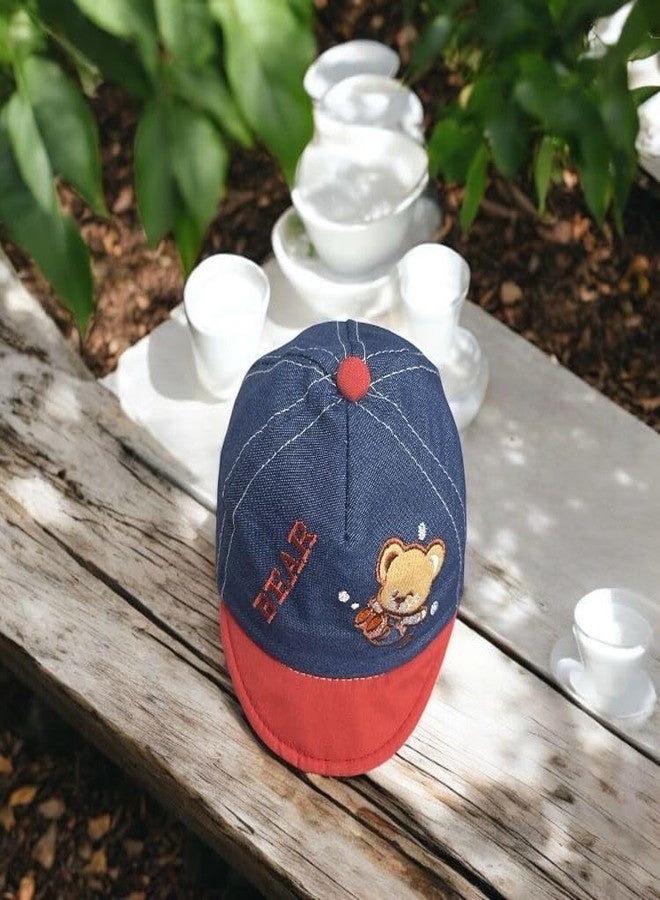 FAMWRAPZ Baby Boys' & Girls' Denim Cotton Baseball Cap - Soft & Comfortable Sun Protection Hat for Newborns (0-3 Months), Red - Image 3