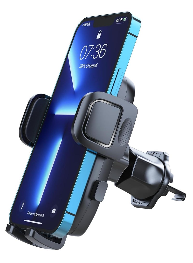 Car Phone Holder with Metal Hook – Anti-Shake Air Vent Mount, One-Hand Operation, 360° Rotation, Fits All Phones (Big Size & Thick Cases Friendly)  - Image 2
