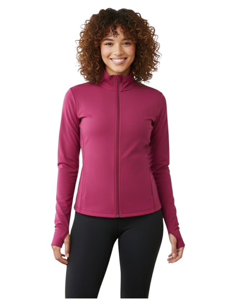 pump'd PUMPD Women's Jacket| Slim Fit|Thumb Hole Open Sleeve|With zipper|Perfect for workout|FUSCHIA|2XL - Image 1
