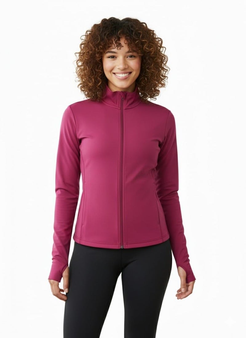 pump'd PUMPD Women's Jacket| Slim Fit|Thumb Hole Open Sleeve|With zipper|Perfect for workout|FUSCHIA|2XL - Image 2