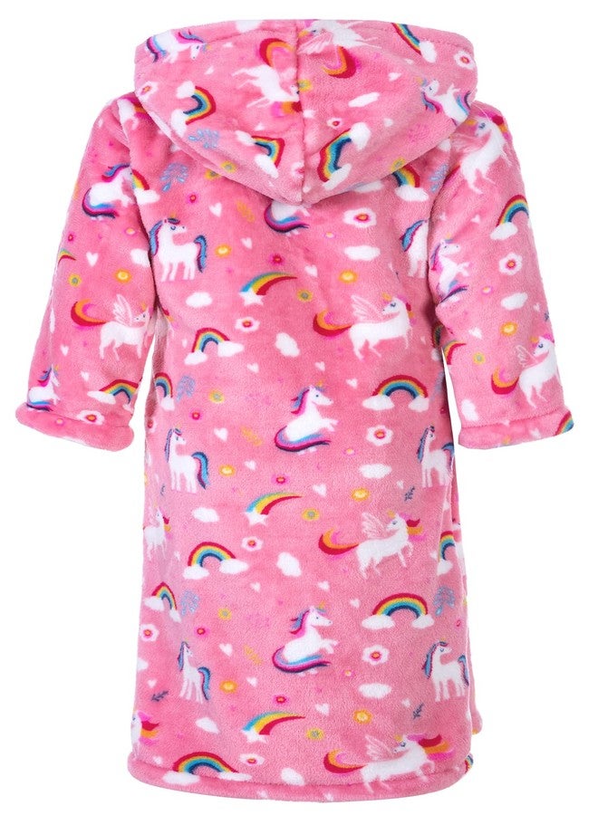 CROOUTN Kids Little Boys Girls Cartoon Hooded Bathrobe Toddler Robe Pajamas Sleepwear, Pink, 6-7 Years - Image 2