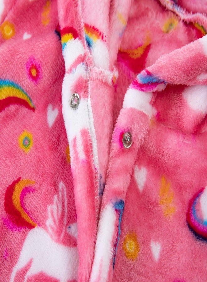 CROOUTN Kids Little Boys Girls Cartoon Hooded Bathrobe Toddler Robe Pajamas Sleepwear, Pink, 6-7 Years - Image 5