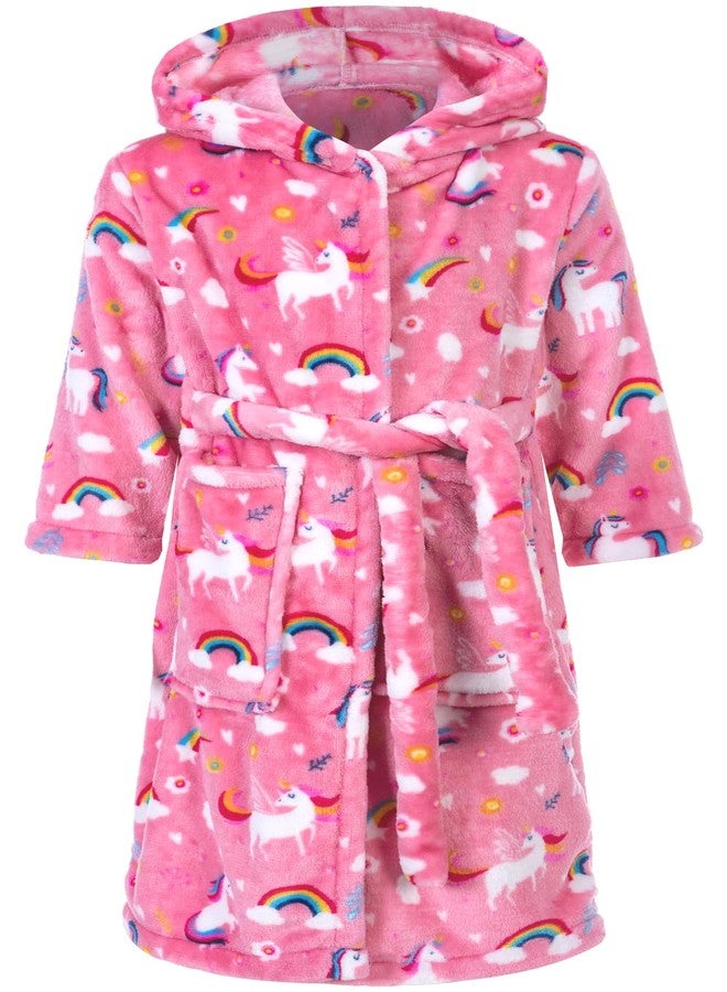 CROOUTN Kids Little Boys Girls Cartoon Hooded Bathrobe Toddler Robe Pajamas Sleepwear, Pink, 6-7 Years - Image 4