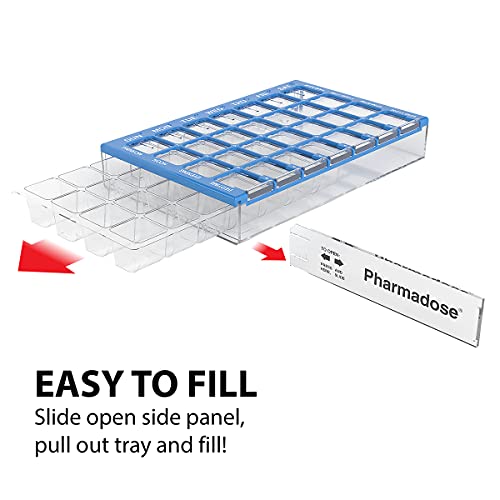EZY DOSE Weekly (7-Day) Pill Organizer, Vitamin and Medicine Box, Medium Compartments with Easy Fill Tray, 4 Times a Day, Clear Lids, Color May Vary, BPA Free - Image 5