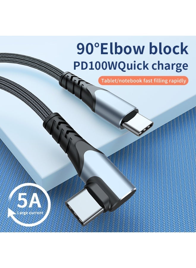 عيد الفصح . كابل USB C [2Pack، 6.6ft] 100W زاوية مستقيمة سلك الشحن السريع، كابل USB 2.0 متفرج النايلون لآيفون 17 16 15 برو زائد برو ماكس الهواء، آيباد برو، غالاكسي S24 S23، التبديل، ماك بوك برو، بيكسل، (2M، 2PACK) - Image 4