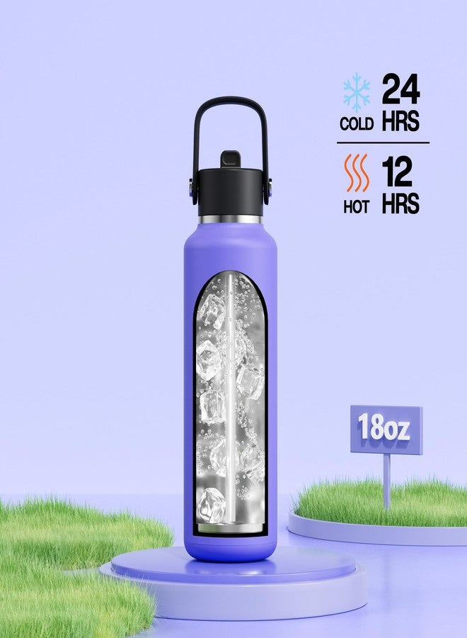 POWCAN 18oz Travel Water Bottle: Leakproof, Keep Cold 24H, BPA-Free, Lid with Handle, Insulated Water Bottle with Straw for School, Outdoors, Running, Camping, Gym, Playground, Teens (Violet's Tale) - Image 2