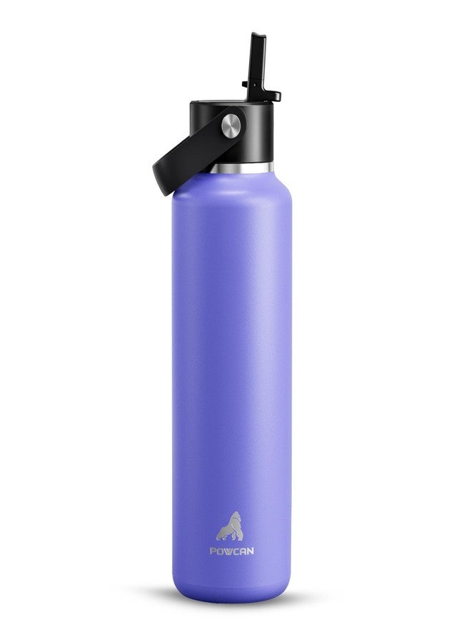 POWCAN 18oz Travel Water Bottle: Leakproof, Keep Cold 24H, BPA-Free, Lid with Handle, Insulated Water Bottle with Straw for School, Outdoors, Running, Camping, Gym, Playground, Teens (Violet's Tale) - Image 1