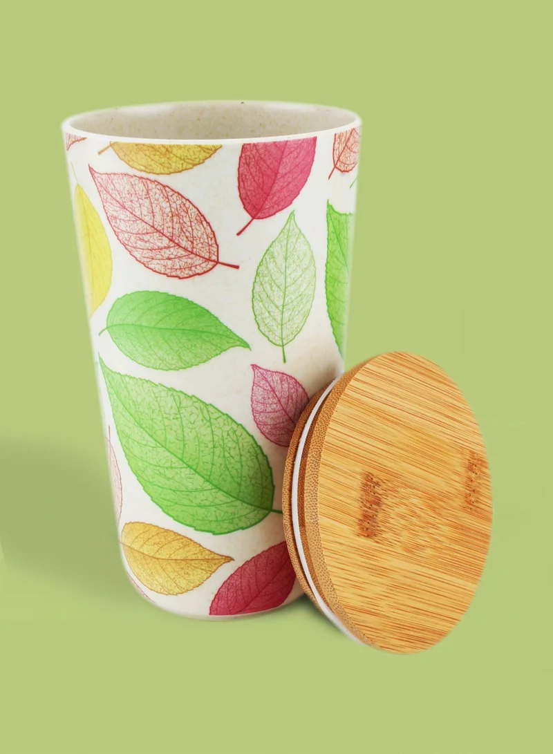 Cuisine Art Bamboo Fiber Canister 11x19cm Leaves Design