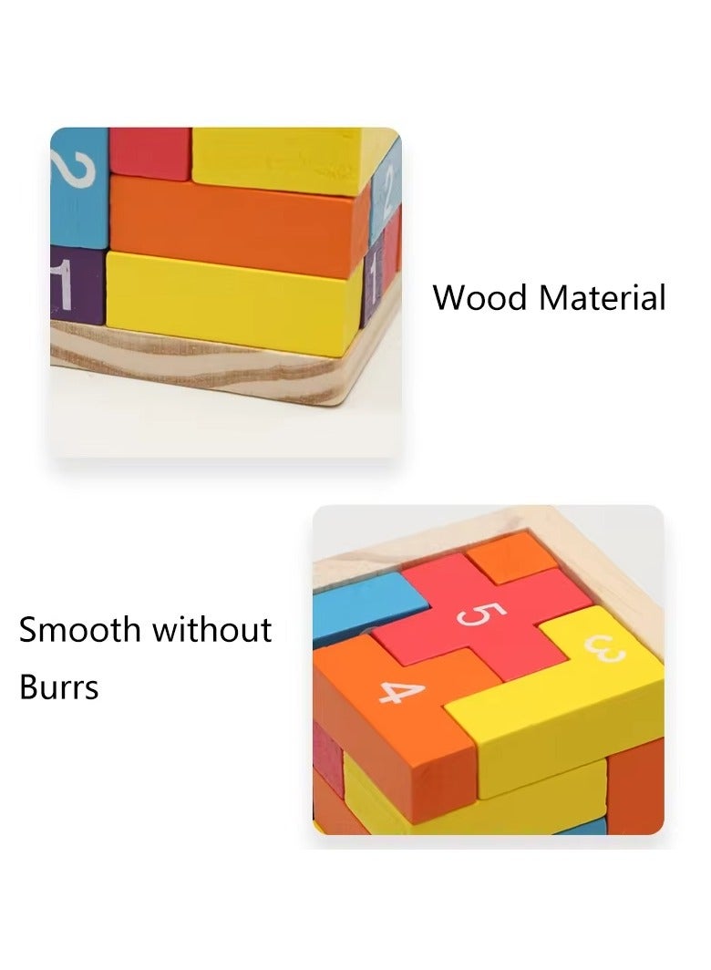 Colorful Wooden Blocks Puzzles,Classic Luban Lock Cube 3D Puzzle Toys, Intellectual Game for children and adults - Image 4