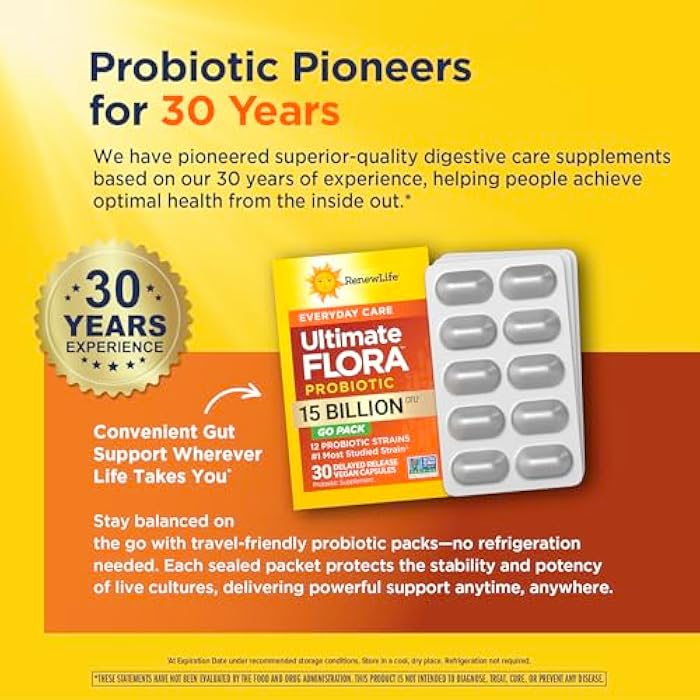 Renew Life Everyday Go-Pack Probiotic Capsules, Daily Supplement Supports Urinary, Digestive and Immune Health, L. Rhamnosus GG, Dairy, Soy and gluten-free, 15 Billion CFU, 30 Count - Image 5
