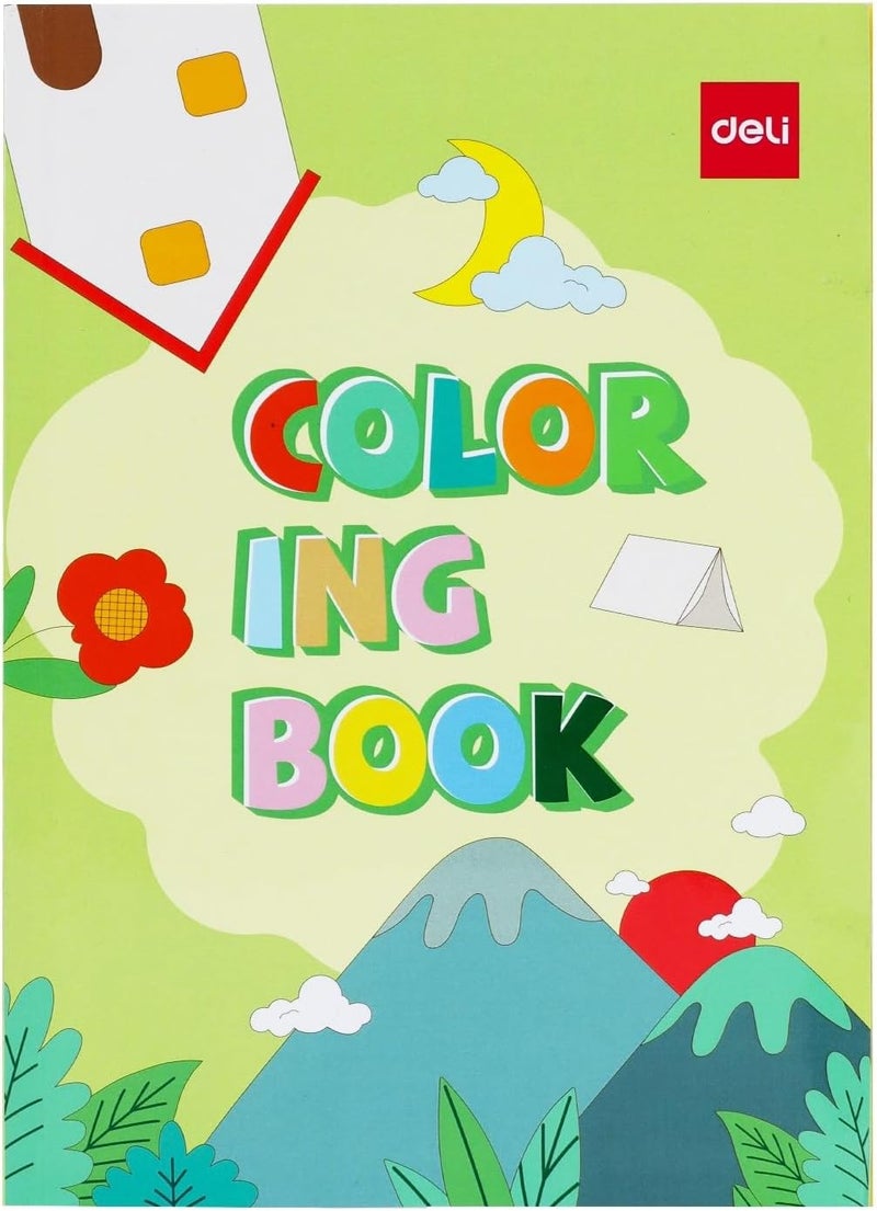 Deli EN049 12-Sheets Coloring Book - Assorted Designs, 250 x 176 mm - Image 1