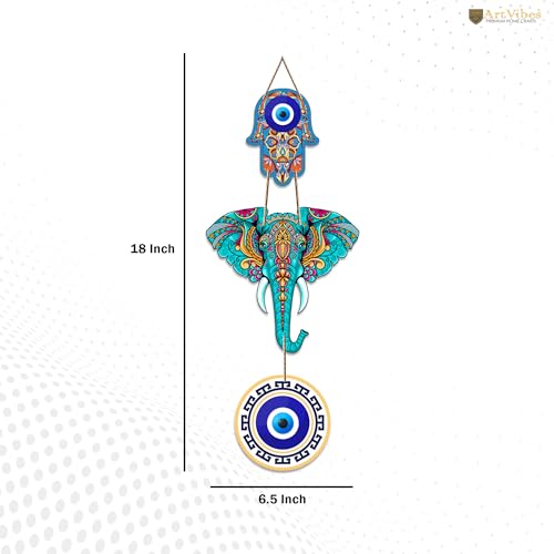 Artvibes Designer Elephant Wooden Wall Hanging For Luck Properity For Home Decoration | Livingroom | Spiritual Decor Items | Wall Illustrations | Ethnic Wall Decor | Wall Art Print (WH_8506N) - Image 5
