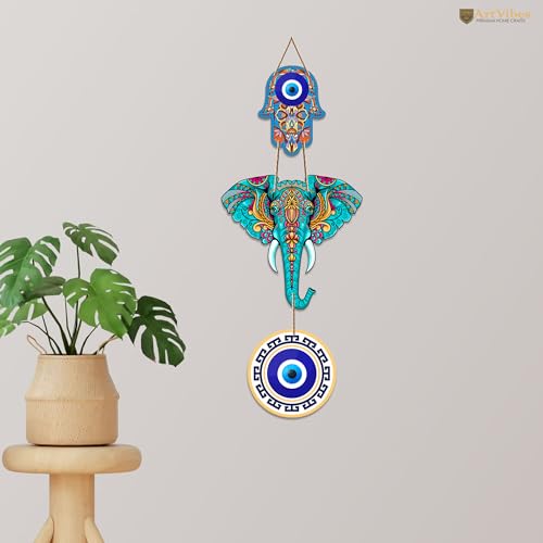 Artvibes Designer Elephant Wooden Wall Hanging For Luck Properity For Home Decoration | Livingroom | Spiritual Decor Items | Wall Illustrations | Ethnic Wall Decor | Wall Art Print (WH_8506N) - Image 2
