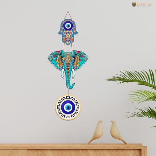 Artvibes Designer Elephant Wooden Wall Hanging For Luck Properity For Home Decoration | Livingroom | Spiritual Decor Items | Wall Illustrations | Ethnic Wall Decor | Wall Art Print (WH_8506N) - Image 3