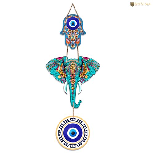 Artvibes Designer Elephant Wooden Wall Hanging For Luck Properity For Home Decoration | Livingroom | Spiritual Decor Items | Wall Illustrations | Ethnic Wall Decor | Wall Art Print (WH_8506N) - Image 4