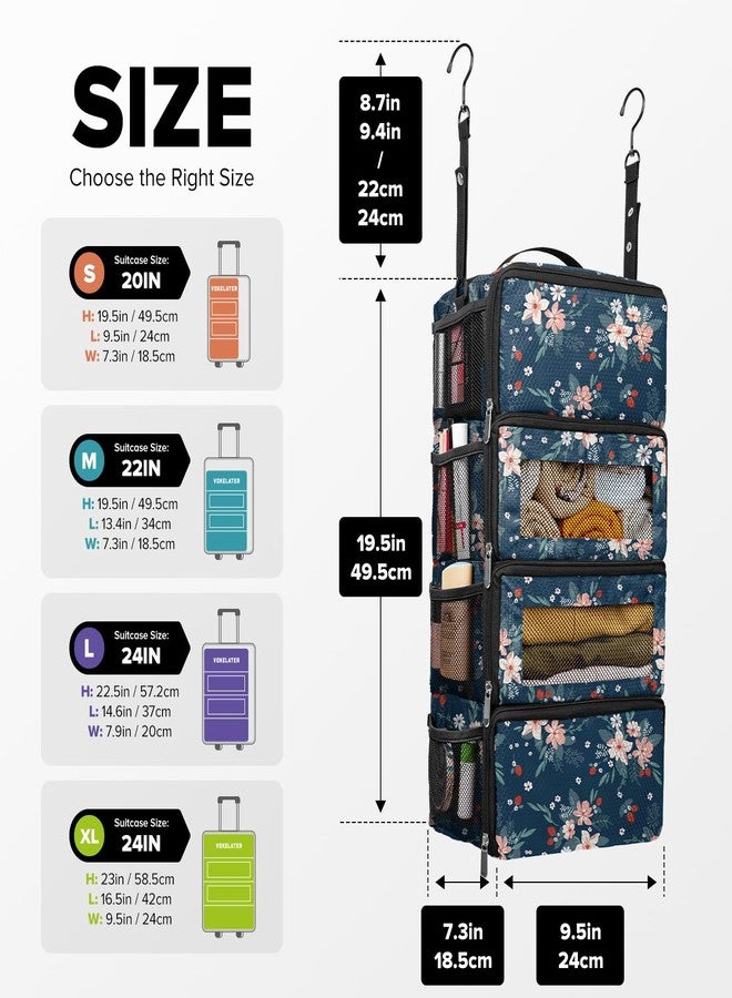 Vokelater Suitcase Organizer, Travel Luggage Organizer Hanging Shelves Packing Cube Closet/Collapsible Portable Travel Organizer for Carry-on, Berry-S-4 Tier, Small - Image 2