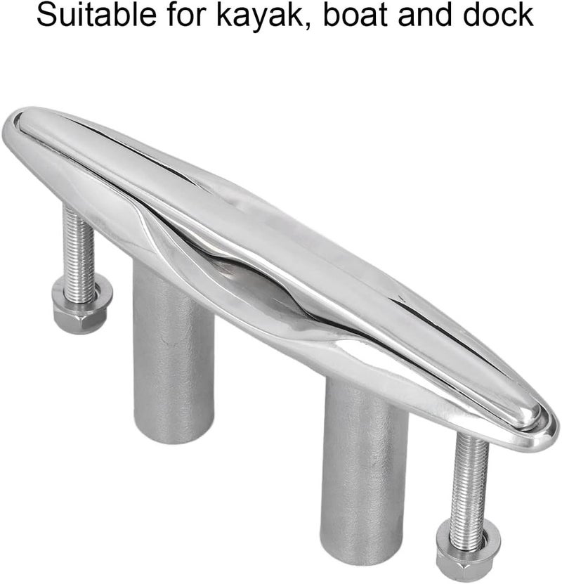 woobles Pull Up Boat Cleat 8in Flush Mount Deck Cleat 316 Stainless Steel Open Base Highly Polished Marine Hardware for Kayak Dock - Image 4