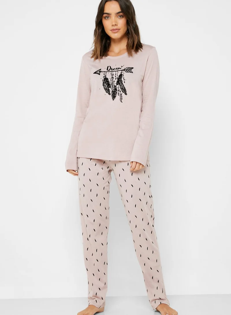 Catherine Graphic T-Shirt & Printed Pyjama