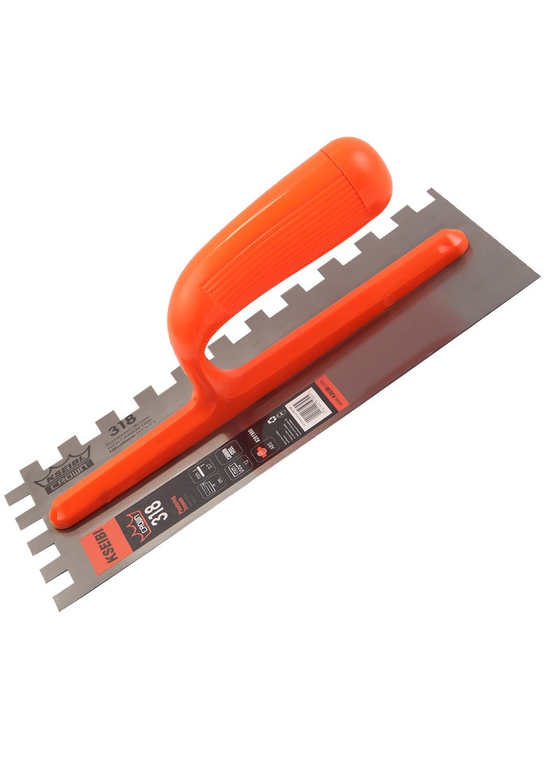 KSEIBI Crown Plastering Trowel with Teeth/Abs, Stainless Steel Cement Trowel, 28*12cm, Construction and Finishing Tool, For Applying Plaster, Smoothing Surfaces, Repairing Damaged Surfaces, Installing Tiles  - Image 1