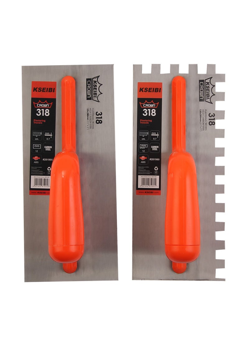 KSEIBI Crown Plastering Trowel with Teeth/Abs, Stainless Steel Cement Trowel, 28*12cm, Construction and Finishing Tool, For Applying Plaster, Smoothing Surfaces, Repairing Damaged Surfaces, Installing Tiles  - Image 3