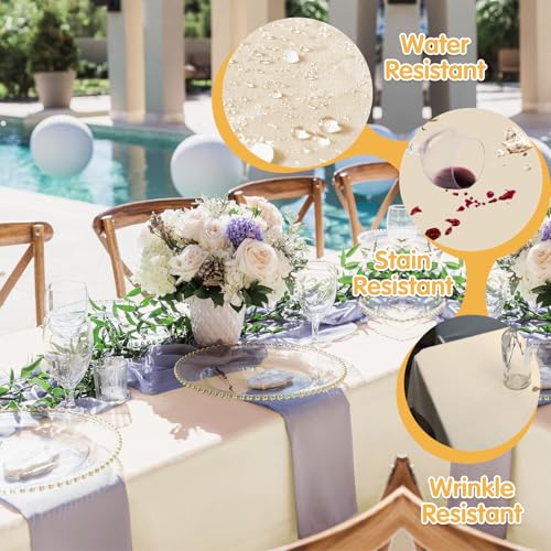 BRILLMAX 6 Pack Beige Tablecloths for 6 Foot Rectangle Tables 60 x 102 Inch - 6ft Rectangular Bulk Linen Polyester Fabric Washable Cloth Cover for Wedding Reception Banquet Birthday Party - Image 3