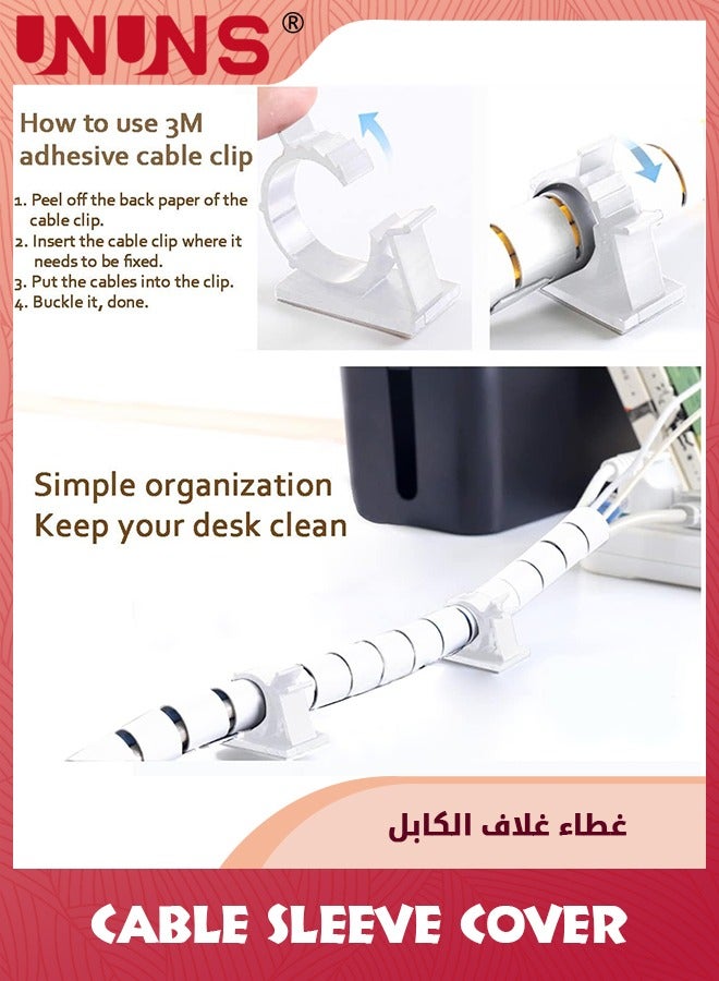 UNUNS Cable Management Sleeve Cover,Tube Desk Cord Organizer,5M Cover Wrap Easy To Install Messy Wire Solution For TV Office Computer,Pet Chew And Bite Proof Cable Protector,White - Image 5