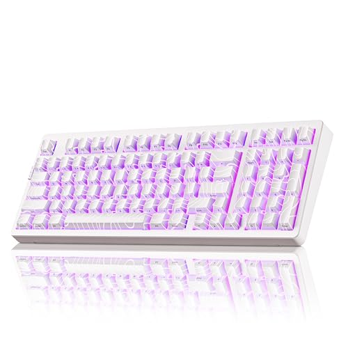 ZORNHER ZH980 Mechanical Keyboard Wireless,95% White Creamy Keyboard with Number Pad,Hot-Swappable Custom Gaming Keyboard,White Topographic Keycaps,Creamy Sounding Linear Switches,Full Size - Image 1