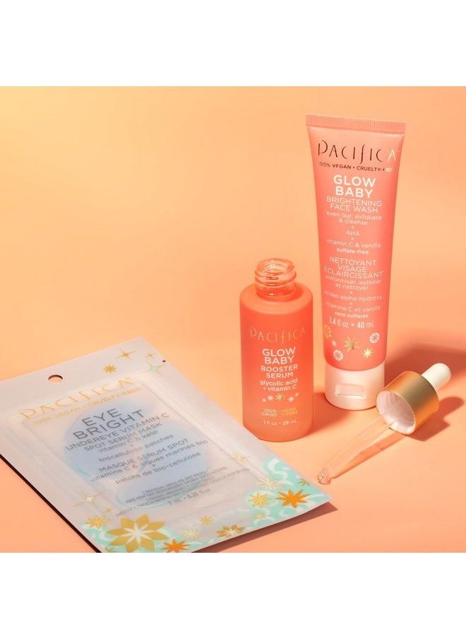 Pacifica - Pacifica Beauty | Glow Baby Vitamin C Trial + Value Kit | 3-Piece Skin Care Gift Set | Travel Friendly | Brightening Face Serum, Face Wash/Cleanser, Under Eye Patches | Glycolic Acid, AHA | Vegan - Image 1
