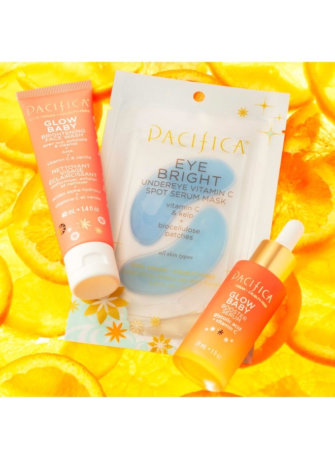 Pacifica - Pacifica Beauty | Glow Baby Vitamin C Trial + Value Kit | 3-Piece Skin Care Gift Set | Travel Friendly | Brightening Face Serum, Face Wash/Cleanser, Under Eye Patches | Glycolic Acid, AHA | Vegan - Image 1