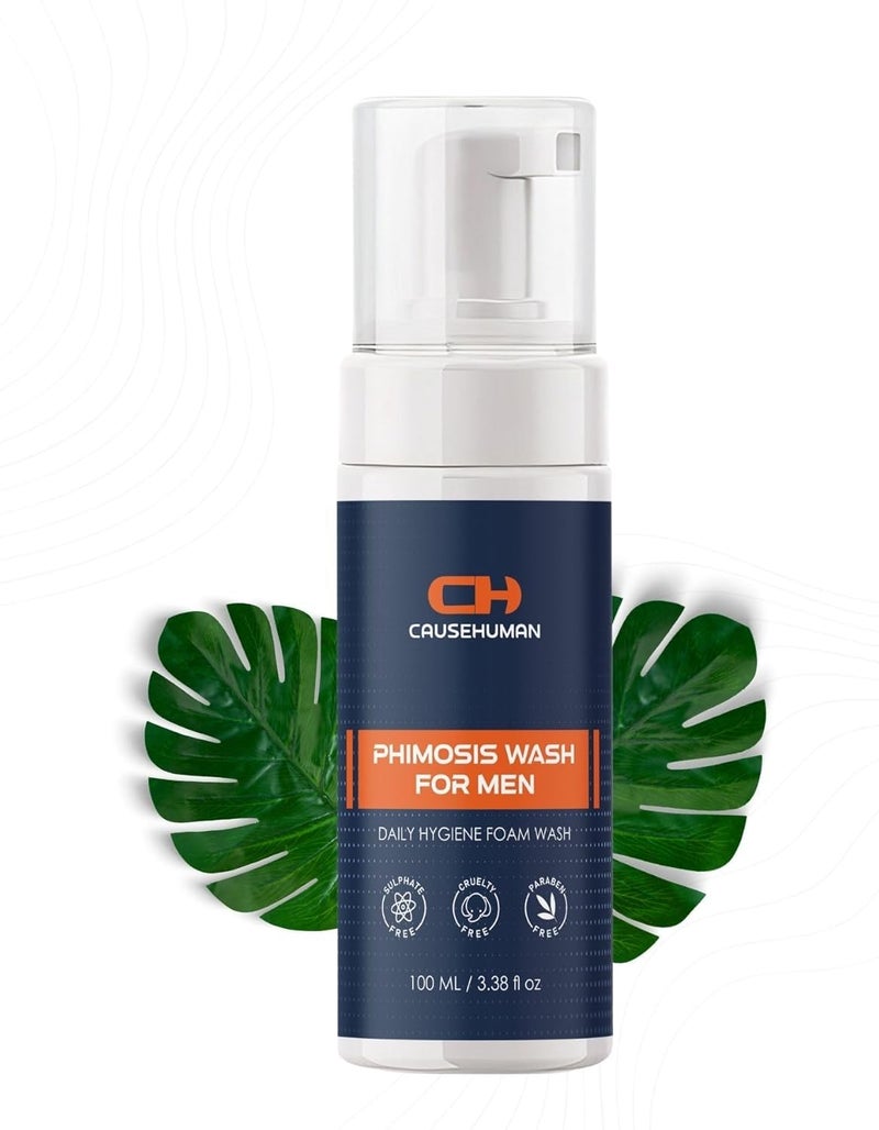 Cause Human Phimosis Wash for Men Gentle Intimate Care with Low Fragrance and Low Soap Content Phimosis Body Wash Sulfate Free Paraben Free with Natural Ingredients 338 fl oz 100 ml
