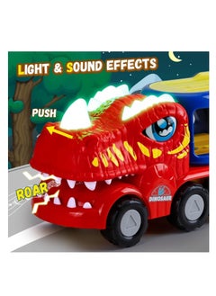 Generic Dinosaur Car Toys for Kids, 5-in-1 Dinosaur Vehicle Trucks Toys with Sounds & Lights, Transporter Toys Birthday Gift for Kids Age 3+  - Image 3