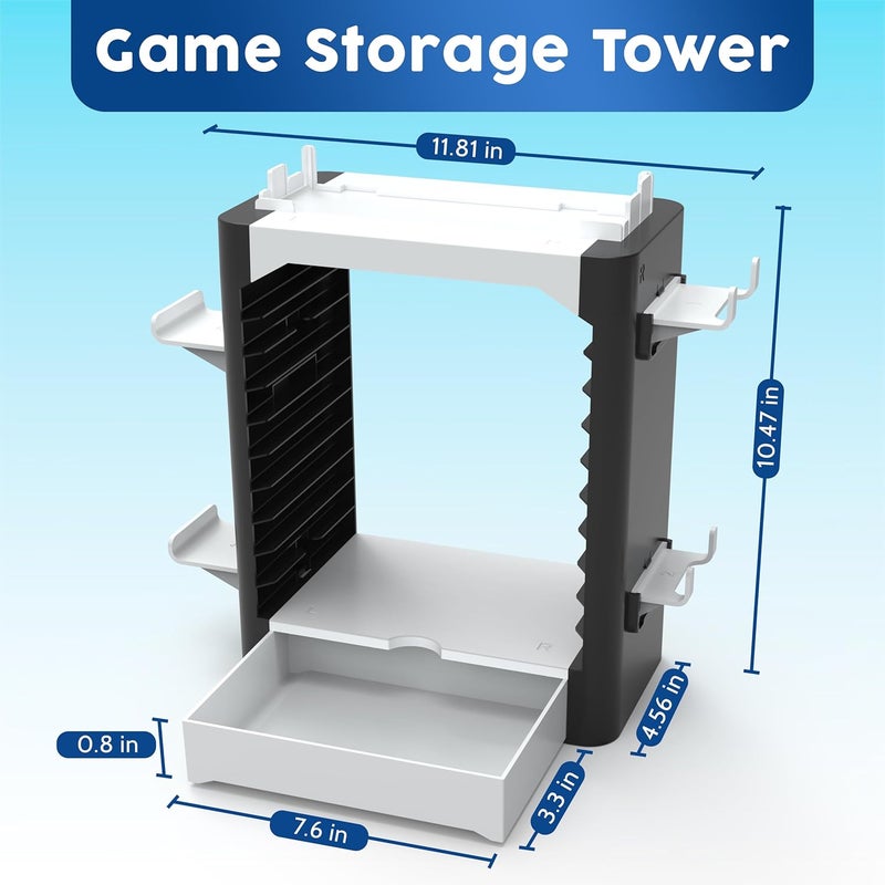 Skywin NS Compatible Nintendo Switch Games Holder, Nintendo Switch Stand, Game Disk Rack, Controller Organizer, Switch Holder Stand for Gamers, Nintendo Switch Accessories (White) - Image 2