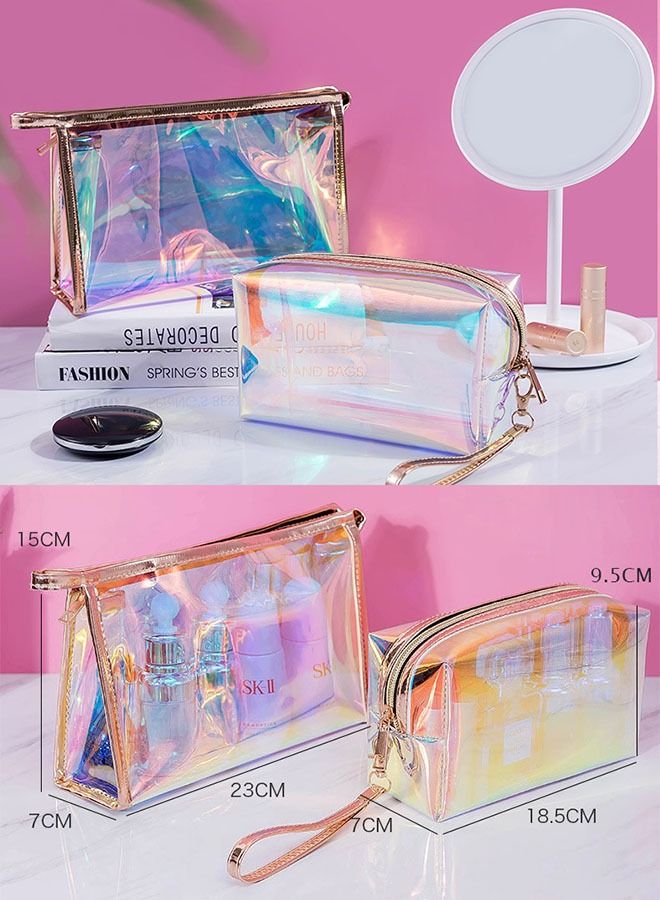 ZCM-HAPPY 2pcs Portable Laser Symphony Cosmetic Bag Toiletry Storage Bag - Image 2