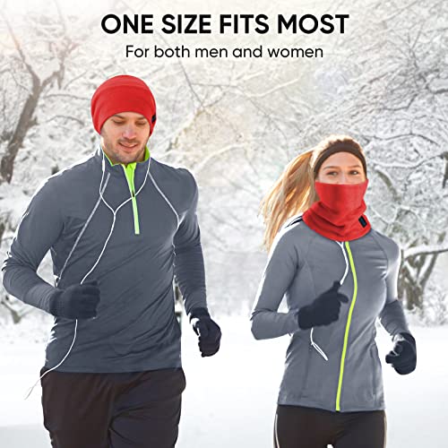 TICONN Neck Gaiter Face Cover Scarf, Neck Warmer Breathable Sun & Wind-proof for Skiing Fishing Hiking Cycling (Fleece, Candy Red) - Image 5