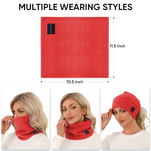 TICONN Neck Gaiter Face Cover Scarf, Neck Warmer Breathable Sun & Wind-proof for Skiing Fishing Hiking Cycling (Fleece, Candy Red) - Image 2