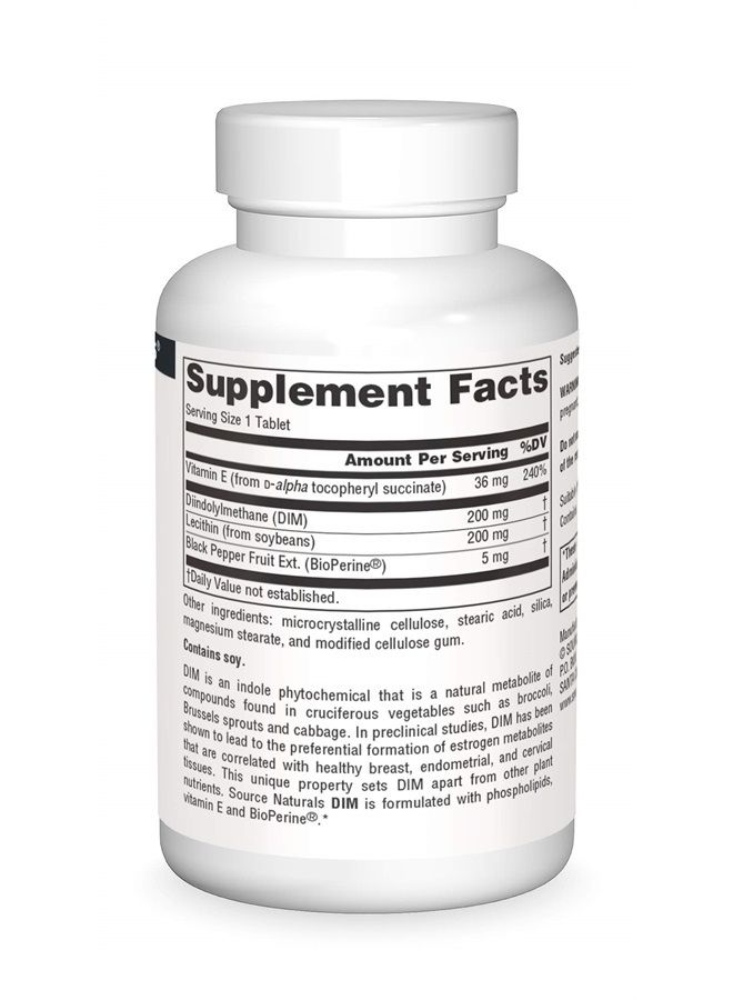 Source Naturals DIM، دايندوليل ميثان 200 ملغ - 30 قرص - Image 3