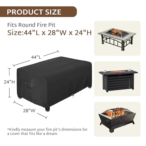 iBirdie Rectangular Gas Fire Pit Table Cover 44 x 28 inch Outdoor Waterproof and Weatherproof Heavy Duty 600D Patio Fireplaces Coffee Table Cover - Image 3