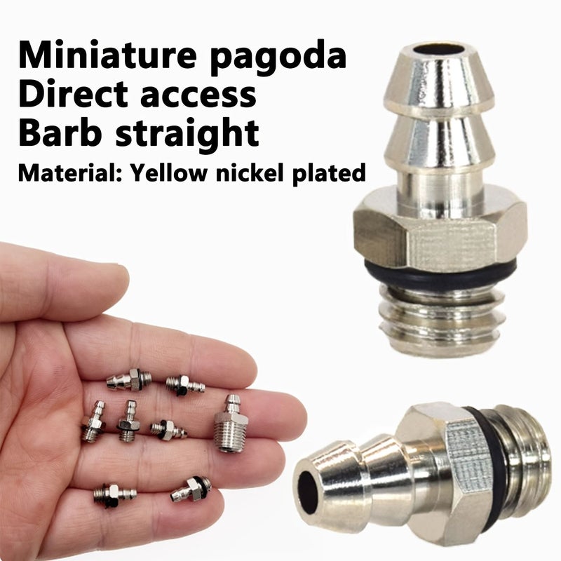 20 Pieces Brass Miniature Pagoda Straight Connectors PT1/8 M6 Thread - Image 2