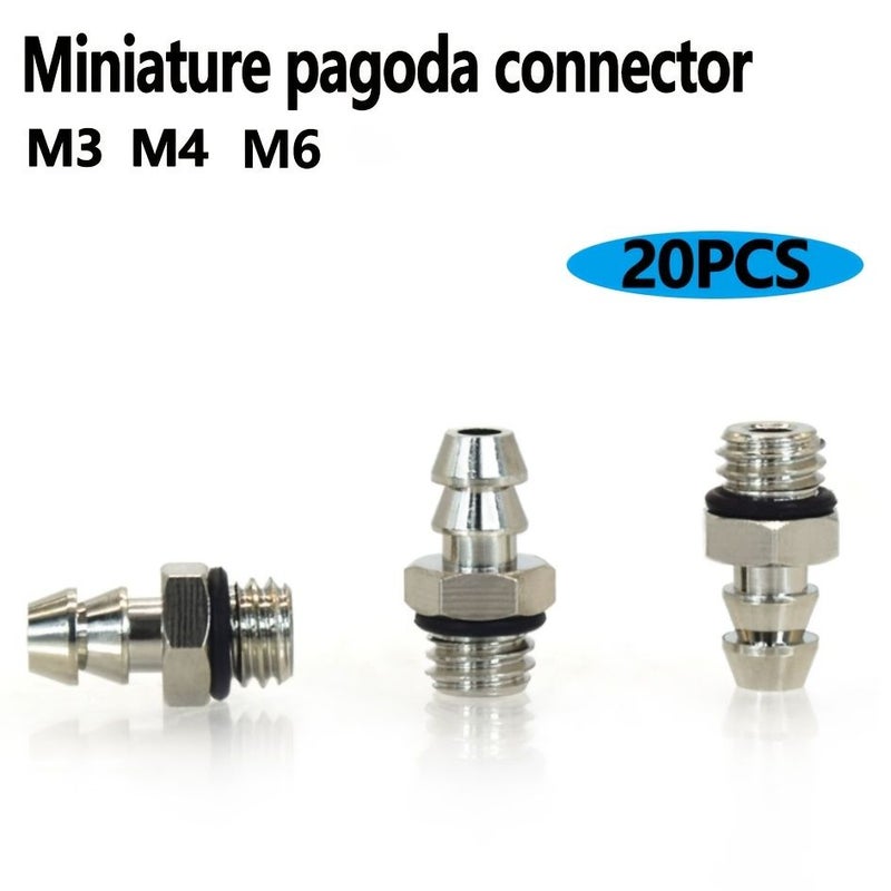 20 Pieces Brass Miniature Pagoda Straight Connectors PT1/8 M6 Thread - Image 1