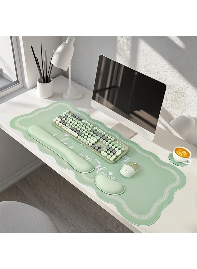 Pink Extended Gaming Mouse Pad Set With Keyboard Wrist Rest And Coaster For Home Office - Image 4