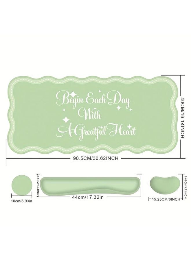 Pink Extended Gaming Mouse Pad Set With Keyboard Wrist Rest And Coaster For Home Office - Image 3