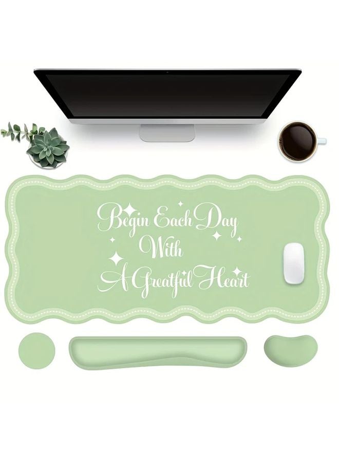 Pink Extended Gaming Mouse Pad Set With Keyboard Wrist Rest And Coaster For Home Office - Image 2