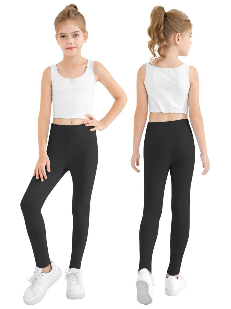 Resinta 4 Pack Girls Leggings Tights Soft Comfortable Pants for Kids Stretchy Ankle Length Athletic Yoga 6-14 Years Black - Image 2
