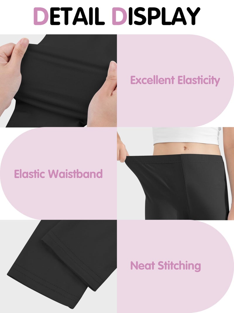 Resinta 4 Pack Girls Leggings Tights Soft Comfortable Pants for Kids Stretchy Ankle Length Athletic Yoga 6-14 Years Black - Image 5