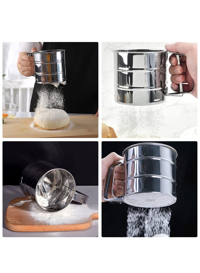 Flour Sifter, Stainless Steel Hand Held Flour Sifter, Flour Shaker Cup for Home Kitchen with Hand Press, Large Capacity Baking Sieve Cup for Icing Sugar Cake Flour - Image 5