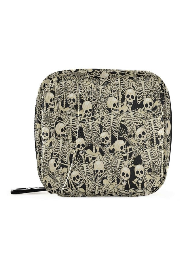 Ollabaky Gothic Skull Skeleton Pill Case, Portable Weekly Pill Box Bag Container 7 Days Pill Organizer Vitamin Supplement Holder with Zipper for Travel Family Business - Image 1