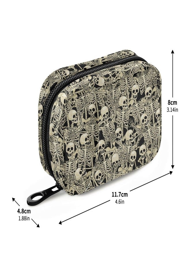 Ollabaky Gothic Skull Skeleton Pill Case, Portable Weekly Pill Box Bag Container 7 Days Pill Organizer Vitamin Supplement Holder with Zipper for Travel Family Business - Image 4