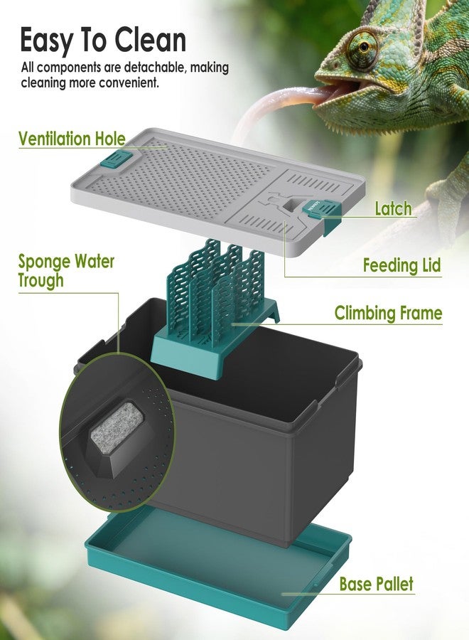 NOMOY Self-Cleaning Reptile Feeder Insect Habitat with Escape-Proof Lid, Removable Climbing Frame, Water Sponge & Bug Spoon - Cricket/Roach Enclosure, Easy-Clean, Ventilated for Lizards, Frogs & Pets - Image 4